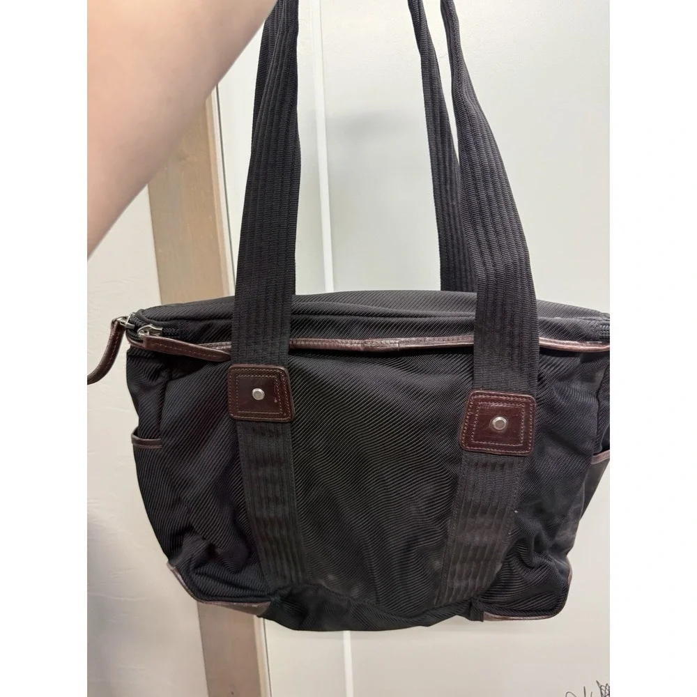 Filson Messenger Bag Men's Black Nylon Leather Accents Top Zip VTG 18.5